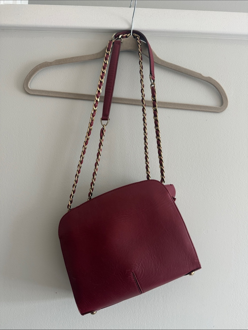Stuart Weitzman Wine Leather Chain Crossbody